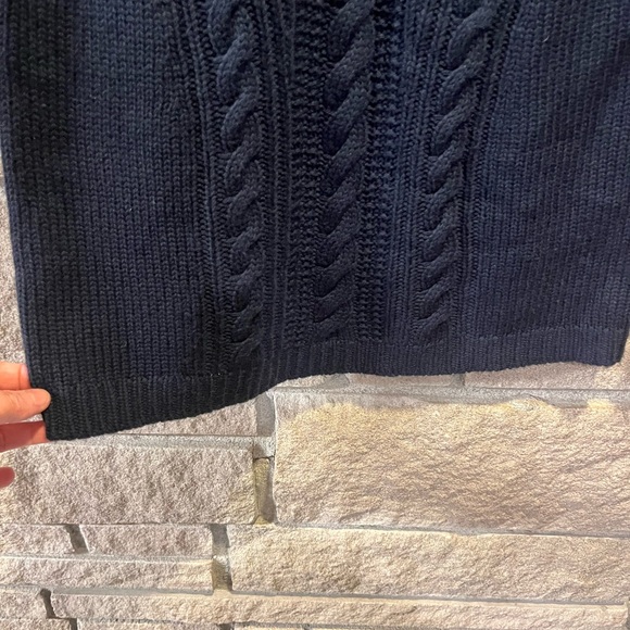 Cashmere TREASURE & BOND Cashmere Wool Navy Sz S Cable Knit Sweater Dress preppy - Picture 7 of 9